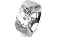 Ring 14 Karat Weissgold 8.0 mm diamantmatt 3 Brillanten G...
