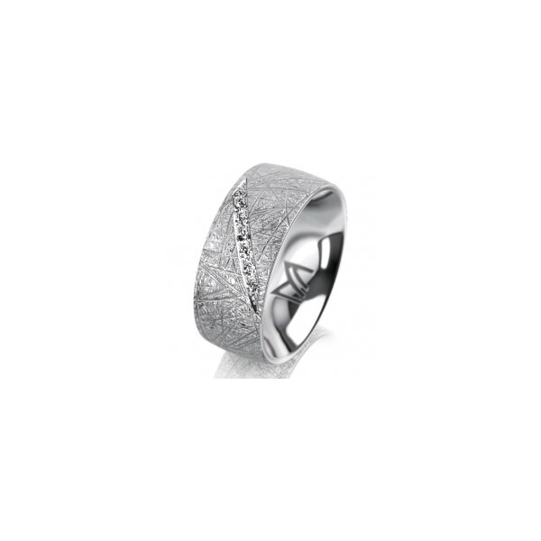 Ring 14 Karat Weissgold 8.0 mm kristallmatt 7 Brillanten G vs Gesamt 0,095ct