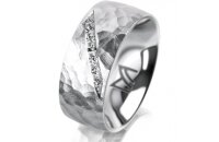 Ring 14 Karat Weissgold 8.0 mm diamantmatt 7 Brillanten G...
