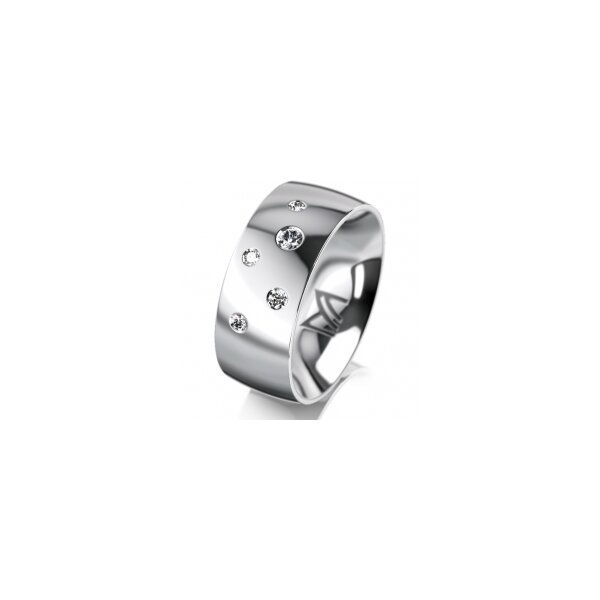 Ring 14 Karat Weissgold 8.0 mm poliert 5 Brillanten G vs Gesamt 0,115ct