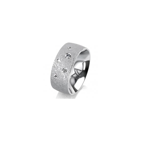 Ring 14 Karat Weissgold 8.0 mm kreismatt 5 Brillanten G vs Gesamt 0,115ct