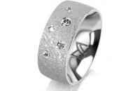 Ring 14 Karat Weissgold 8.0 mm kreismatt 5 Brillanten G...