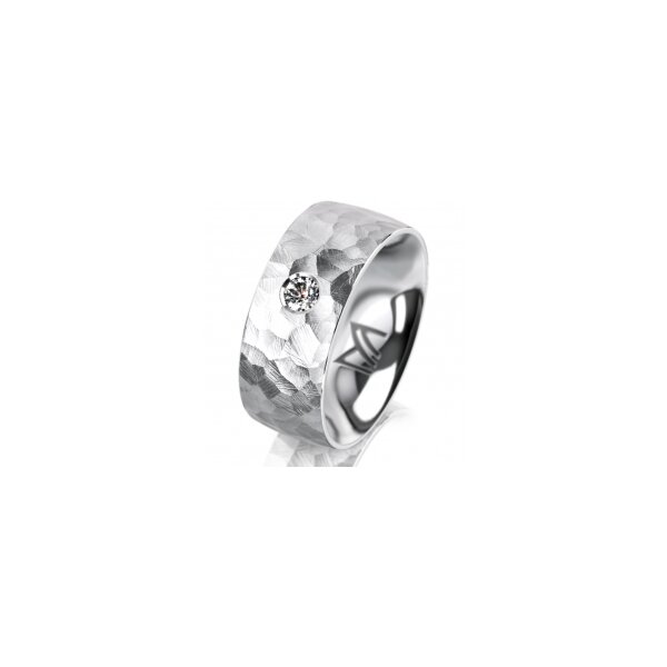 Ring 14 Karat Weissgold 8.0 mm diamantmatt 1 Brillant G vs 0,090ct