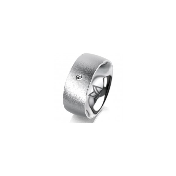 Ring 18 Karat Weissgold 8.0 mm sandmatt 1 Brillant G vs 0,025ct