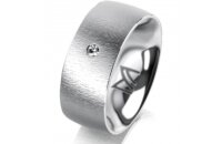Ring 18 Karat Weissgold 8.0 mm sandmatt 1 Brillant G vs...