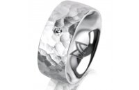 Ring 18 Karat Weissgold 8.0 mm diamantmatt 1 Brillant G...