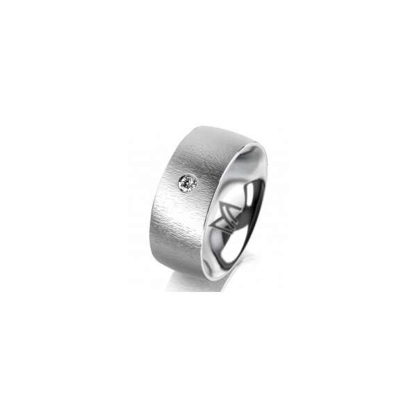 Ring 18 Karat Weissgold 8.0 mm sandmatt 1 Brillant G vs 0,050ct