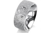 Ring 18 Karat Weissgold 8.0 mm kristallmatt 3 Brillanten...
