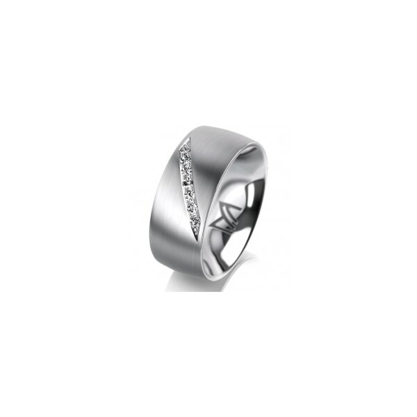 Ring 18 Karat Weissgold 8.0 mm l&auml;ngsmatt 7 Brillanten G vs Gesamt 0,095ct