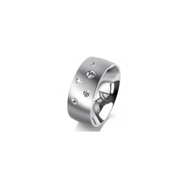 Ring 18 Karat Weissgold 8.0 mm l&auml;ngsmatt 5 Brillanten G vs Gesamt 0,115ct