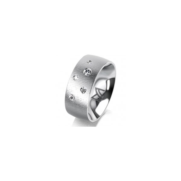 Ring 18 Karat Weissgold 8.0 mm sandmatt 5 Brillanten G vs Gesamt 0,115ct