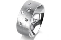 Ring 18 Karat Weissgold 8.0 mm sandmatt 5 Brillanten G vs...