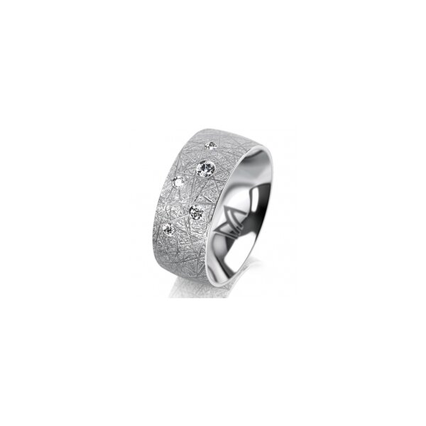 Ring 18 Karat Weissgold 8.0 mm kristallmatt 5 Brillanten G vs Gesamt 0,115ct