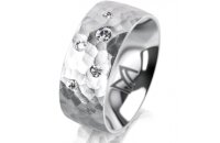 Ring 18 Karat Weissgold 8.0 mm diamantmatt 5 Brillanten G...