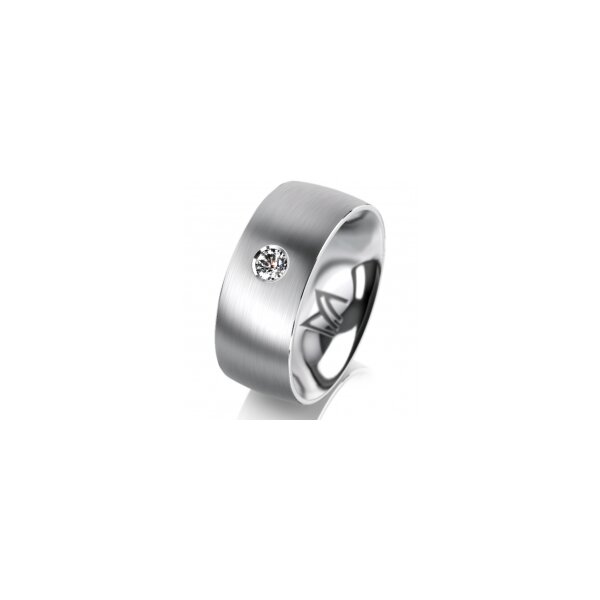 Ring 18 Karat Weissgold 8.0 mm l&auml;ngsmatt 1 Brillant G vs 0,090ct