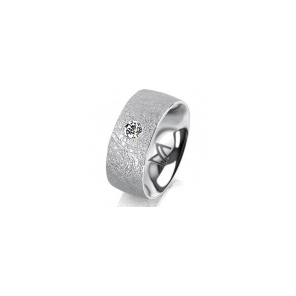 Ring 18 Karat Weissgold 8.0 mm kreismatt 1 Brillant G vs 0,090ct