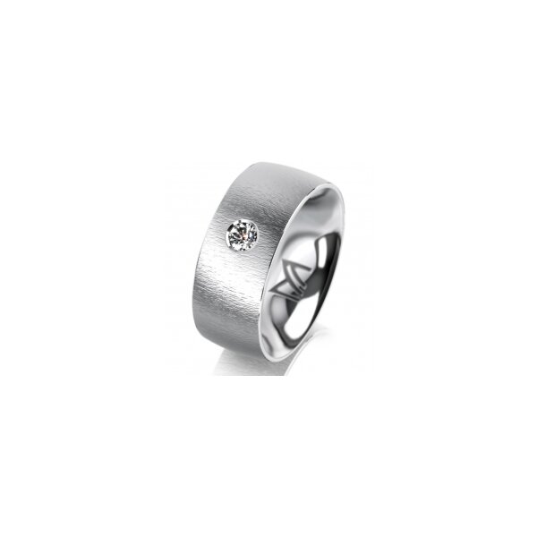 Ring 18 Karat Weissgold 8.0 mm sandmatt 1 Brillant G vs 0,090ct