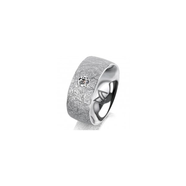 Ring 18 Karat Weissgold 8.0 mm kristallmatt 1 Brillant G vs 0,090ct