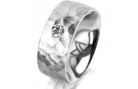 Ring 18 Karat Weissgold 8.0 mm diamantmatt 1 Brillant G...