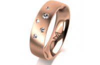 Ring 14 Karat Rotgold 5.5 mm l&auml;ngsmatt 5 Brillanten...
