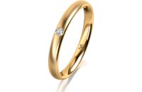 Ring 14 Karat Gelbgold 2.5 mm l&auml;ngsmatt 1 Brillant G...