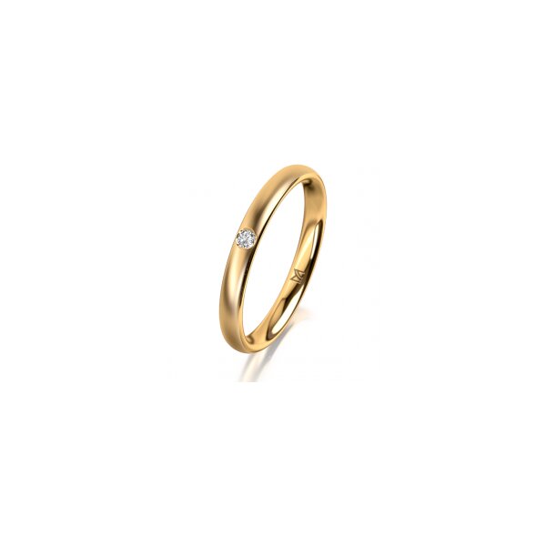 Ring 18 Karat Gelbgold 2.5 mm längsmatt 1 Brillant G vs 0,025ct