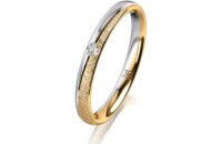 Ring 14 Karat Gelb-/Weissgold 2.5 mm kreismatt 1 Brillant...