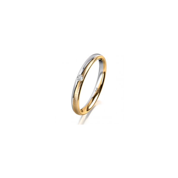 Ring 14 Karat Gelb-/Weissgold 2.5 mm sandmatt 1 Brillant G vs 0,025ct