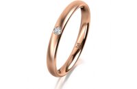 Ring 14 Karat Rotgold 2.5 mm l&auml;ngsmatt 1 Brillant G...