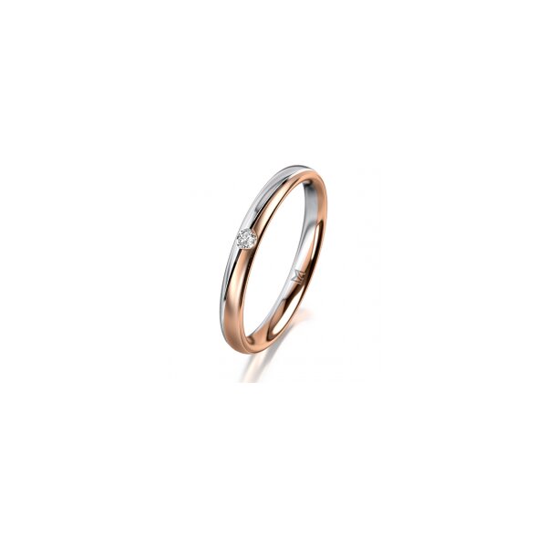 Ring 14 Karat Rot-/Weissgold 2.5 mm l&auml;ngsmatt 1 Brillant G vs 0,025ct