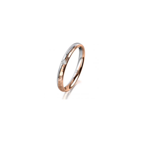 Ring 14 Karat Rot-/Weissgold 2.5 mm diamantmatt 1 Brillant G vs 0,025ct