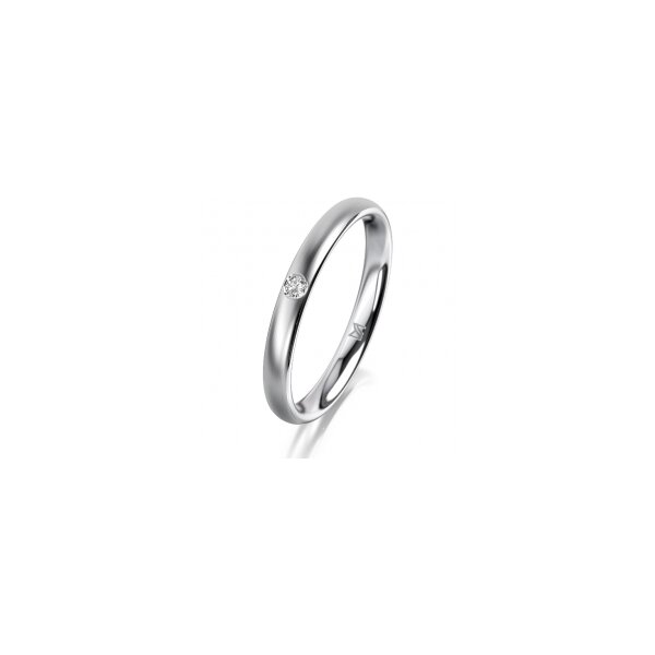 Ring 14 Karat Weissgold 2.5 mm l&auml;ngsmatt 1 Brillant G vs 0,025ct