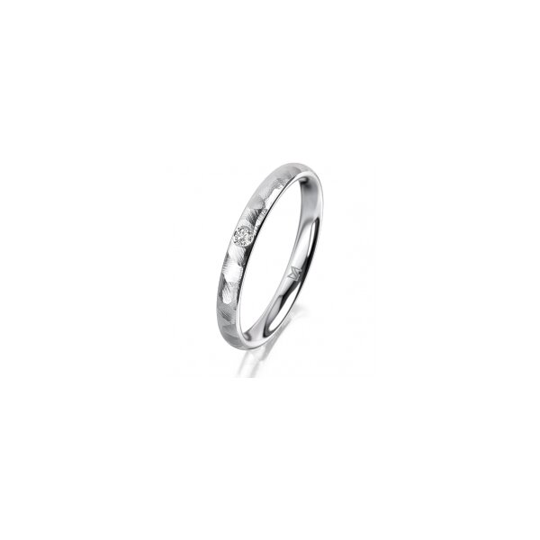 Ring 14 Karat Weissgold 2.5 mm diamantmatt 1 Brillant G vs 0,025ct