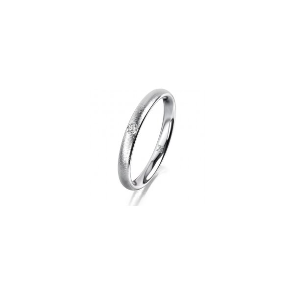 Ring 18 Karat Weissgold 2.5 mm sandmatt 1 Brillant G vs 0,025ct