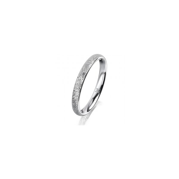 Ring 18 Karat Weissgold 2.5 mm kristallmatt 1 Brillant G vs 0,025ct