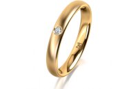 Ring 14 Karat Gelbgold 3.0 mm l&auml;ngsmatt 1 Brillant G...