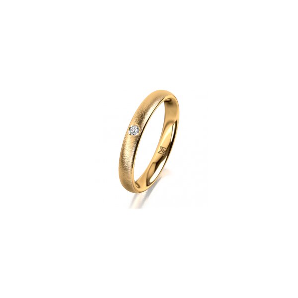 Ring 18 Karat Gelbgold 3.0 mm sandmatt 1 Brillant G vs 0,025ct