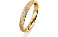 Ring 18 Karat Gelbgold 3.0 mm kristallmatt 1 Brillant G...