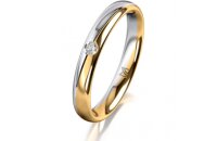 Ring 14 Karat Gelb-/Weissgold 3.0 mm poliert 1 Brillant G...