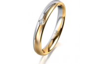 Ring 14 Karat Gelb-/Weissgold 3.0 mm l&auml;ngsmatt 1...