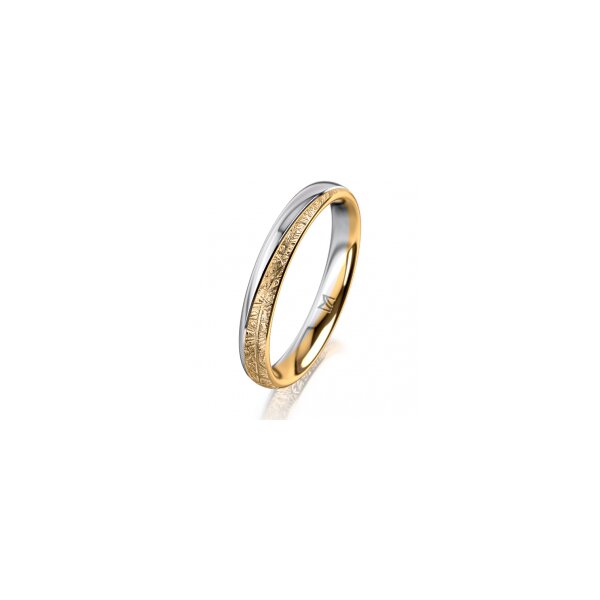 Ring 18 Karat Gelb-/Weissgold 3.0 mm kristallmatt