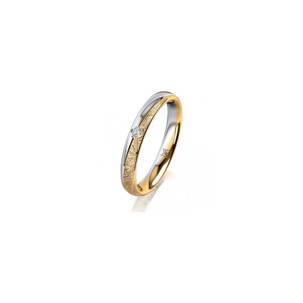 Ring 18 Karat Gelb-/Weissgold 3.0 mm kristallmatt 1 Brillant G vs 0,025ct