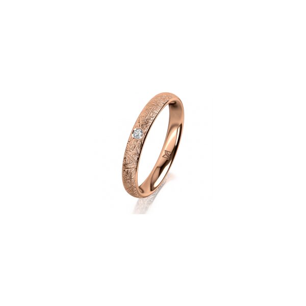 Ring 18 Karat Rotgold 3.0 mm kristallmatt 1 Brillant G vs 0,025ct