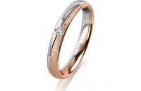 Ring 14 Karat Rot-/Weissgold 3.0 mm kreismatt 1 Brillant...