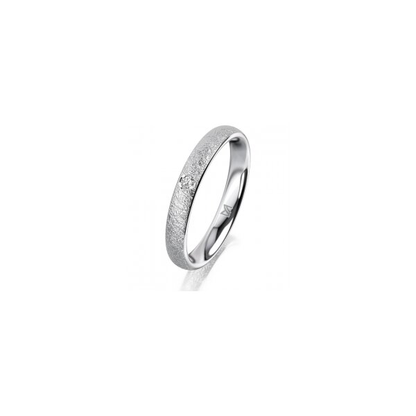 Ring 14 Karat Weissgold 3.0 mm kreismatt 1 Brillant G vs 0,025ct