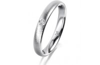 Ring 14 Karat Weissgold 3.0 mm sandmatt 1 Brillant G vs...