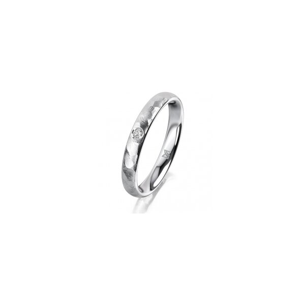 Ring 14 Karat Weissgold 3.0 mm diamantmatt 1 Brillant G vs 0,025ct