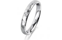 Ring 14 Karat Weissgold 3.0 mm diamantmatt 1 Brillant G...