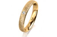 Ring 14 Karat Gelbgold 3.5 mm kristallmatt 1 Brillant G...