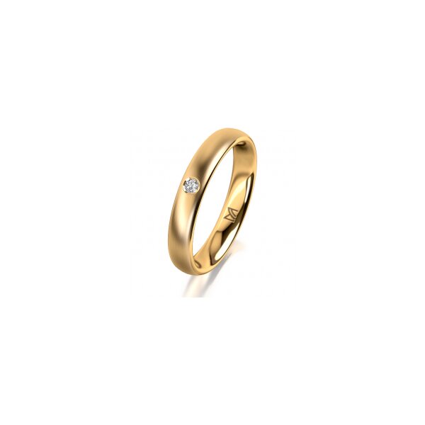 Ring 18 Karat Gelbgold 3.5 mm längsmatt 1 Brillant G vs 0,025ct